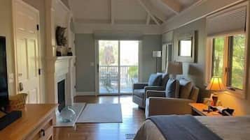 Télévision, cheminée, livres