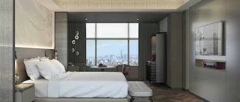 Habitación Deluxe, 1 cama de matrimonio grande, vistas al río | Minibar, caja fuerte, cortinas opacas y tabla de planchar con plancha