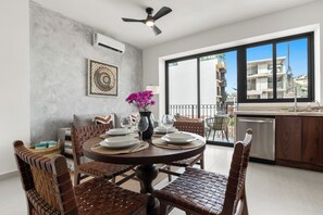 Shared Area: Living Room, Dining Table, Kitchen, Laundry & Balcony - La Querencia | Authentic Retreat in Romantic Zone (Puerto Vallarta)