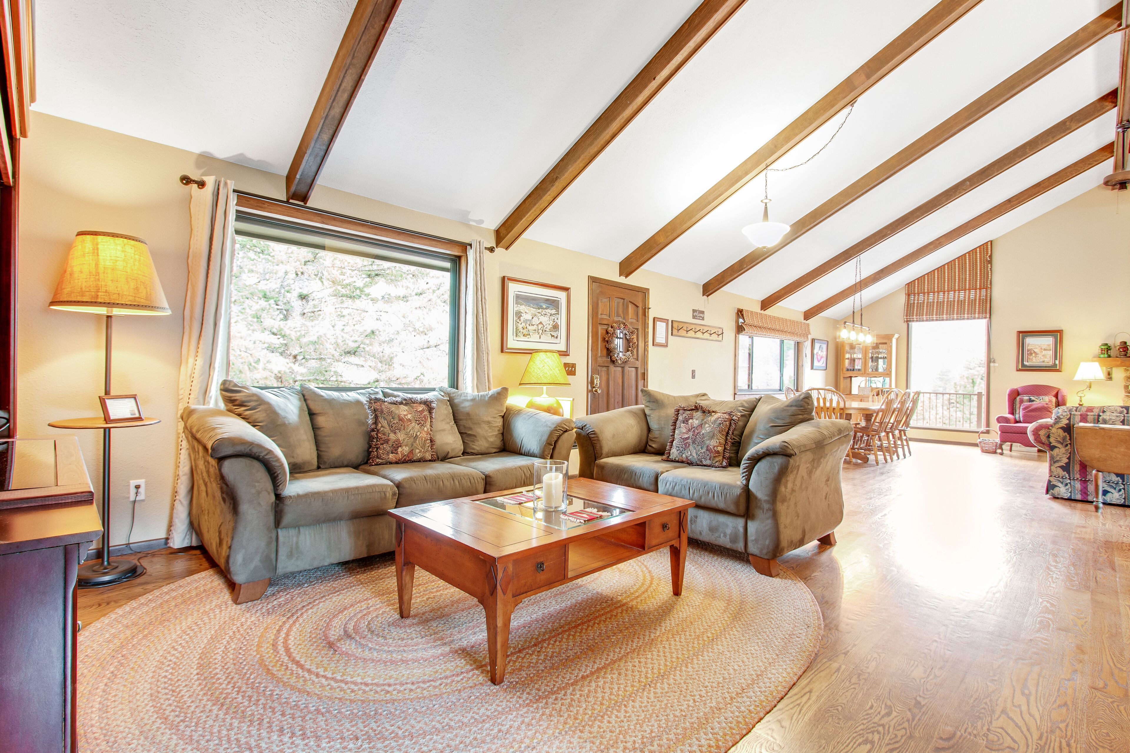 TV, fireplace, DVD player, books