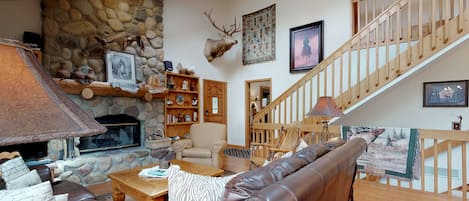 TV, fireplace, DVD player, video library