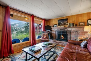 Fernseher, Kamin, Bücher