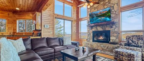 Smart TV, fireplace, video games