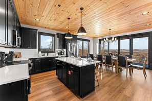 Fridge, microwave, oven, stovetop - Earth Lodge: Luxe Mountain Retreat with Indoor Pool, Views and Fire Pit (Sevierville)