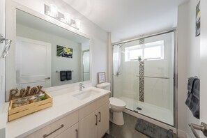 Shower, towels, soap, toilet paper - Delta 2 Bedroom basement suite in Luxury Home (Delta)