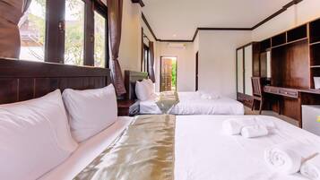 Family Quadruple Room, Pool View | Desk, blackout curtains, iron/ironing board, free WiFi