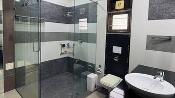 Dusche, Haartrockner, Bidet, Handtücher