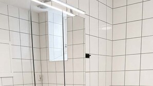 Ducha, secador de pelo y toallas