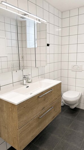 Dusche, Haartrockner, Handtücher