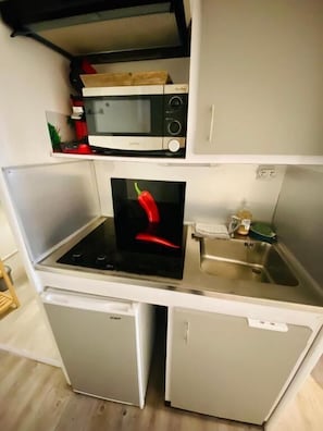 Fridge, microwave, coffee/tea maker - Les Studios de la Cote Roz - Vue Mer - Plage (Perros-Guirec)