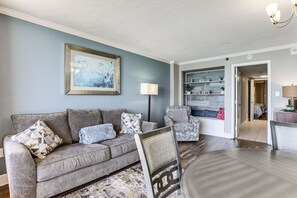 Signature Condo, 1 Bedroom, Hot Tub, Pool View | Living room | 45-inch Smart TV with cable channels - Caravelle Resort 1145 (Myrtle Beach)