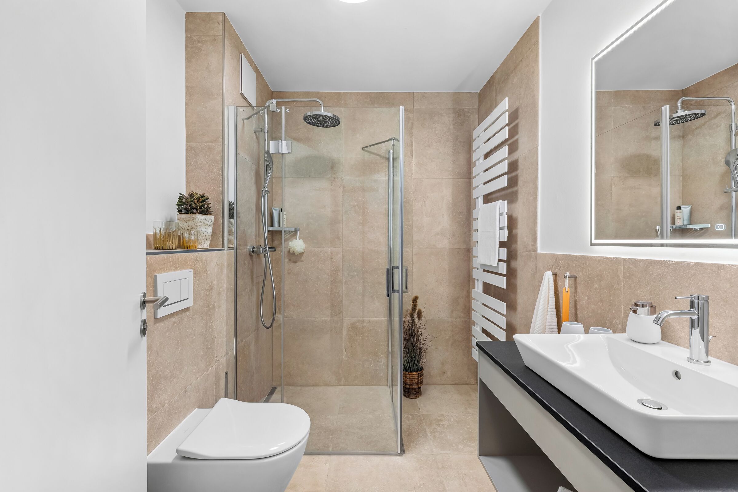 Een douche, een haardroger