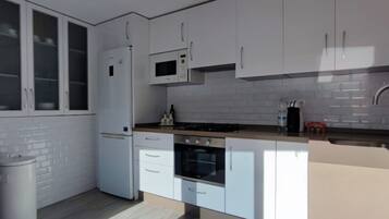 Fridge, microwave, oven, coffee/tea maker