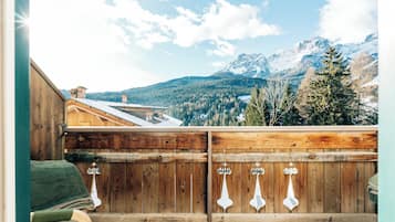 Căn hộ phong cách cổ điển, 2 phòng ngủ, được phép mang theo vật nuôi, quang cảnh núi | Màn/rèm cản sáng, bàn ủi/dụng cụ ủi quần áo