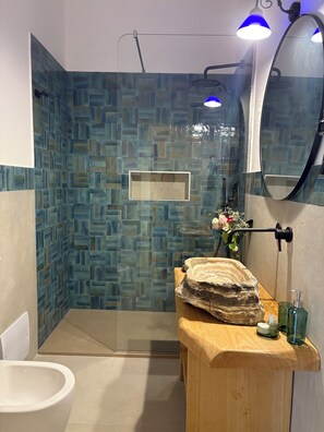 Dusche, Haartrockner, Bidet, Handtücher