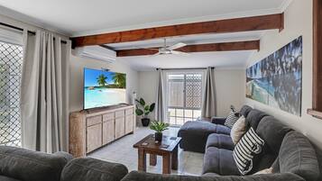 Smart TV, DVD player, books