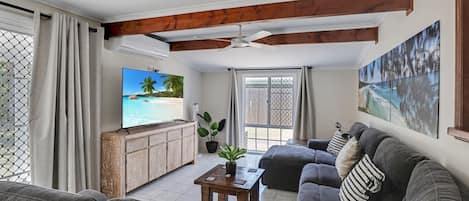 Smart TV, DVD player, books