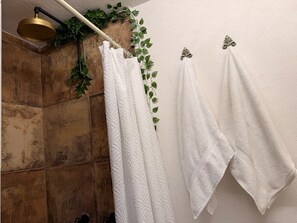 Secador de pelo, toallas, jabón, shampoo