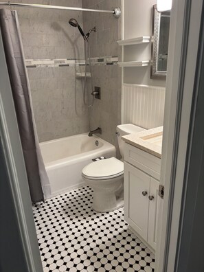 Hair dryer, towels, soap, toilet paper - COMING SOON! Fabulous 3-bedroom MidMod Cottage in charming downtown Cary. (Cary)