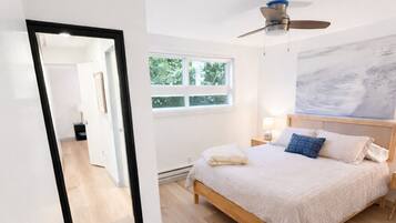 2 bedrooms, iron/ironing board, travel cot, bed sheets