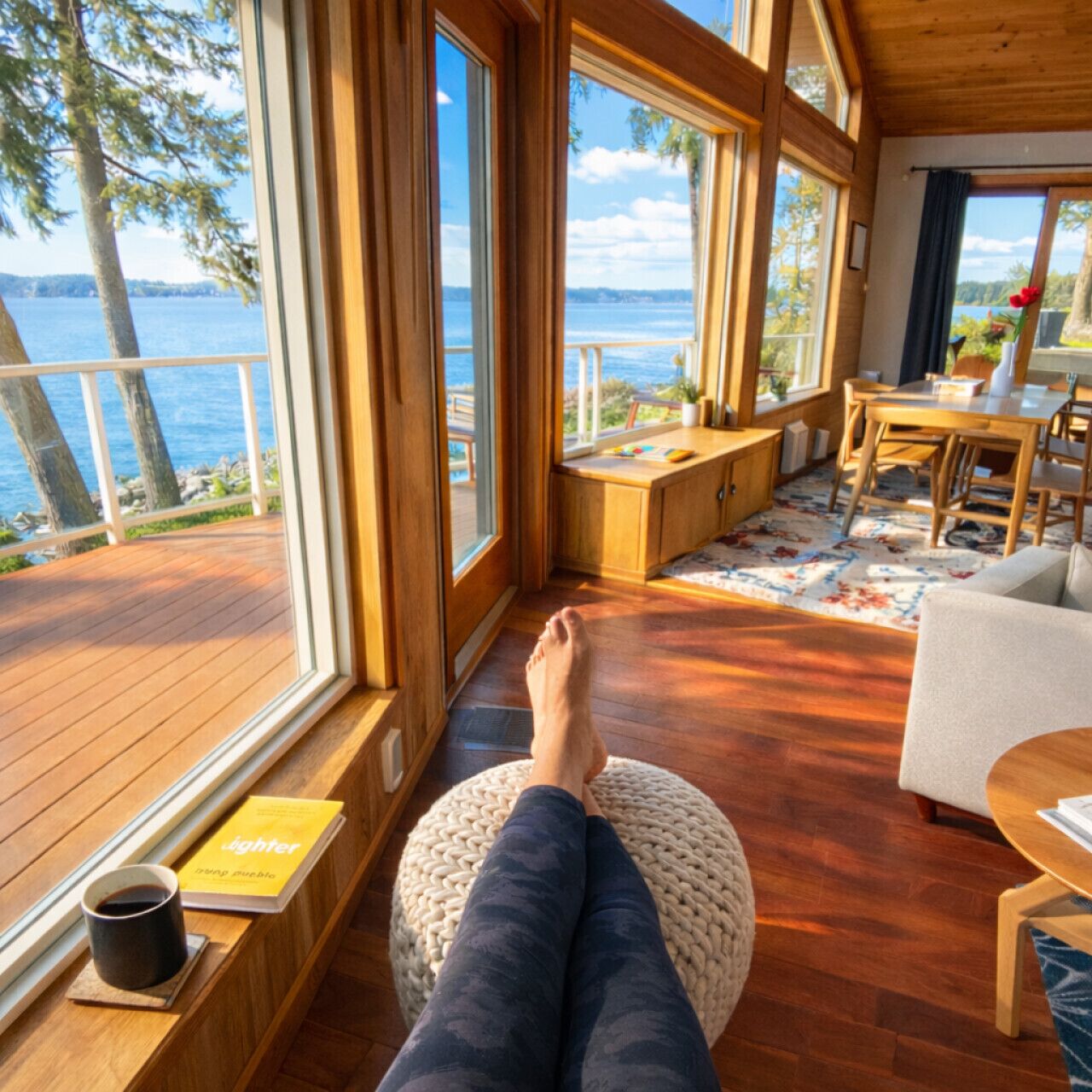 TV connectée, cheminée, livres, médiathèque