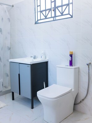 Dusche, Handtücher, Seife, Toilettenpapier