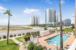 Outdoor pool - Family Beach Getaway Gulf View Balcony Large Pool, Hot Tub & King Bed (Gulf Shores)