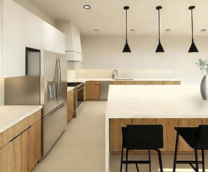 Geladeira, micro-ondas, fogão, cooktop