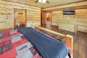 8 bedrooms, iron/ironing board, WiFi, bed sheets - Spacious 8-bedroom Cabin in the Smokies w/ Heated Pool, Hot Tub, & Movie/Game Rm (Sevierville)