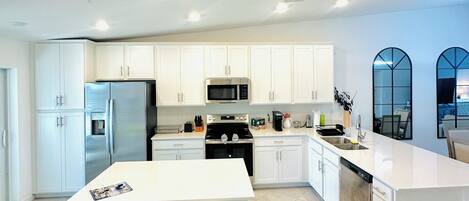 Microwave, oven, stovetop, dishwasher