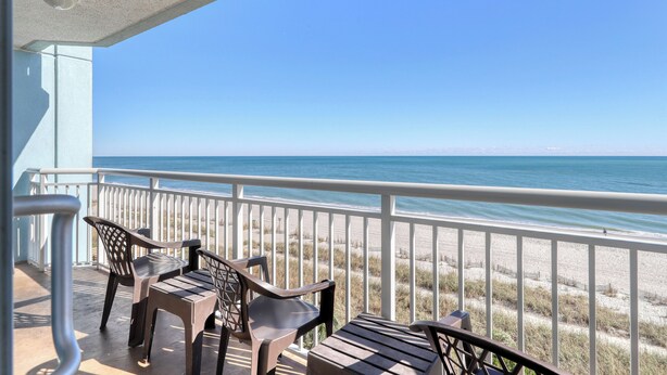 A balcony with a view of the beach and ocean. - HS-0411 Relax in this 2BR | Wake Up to Ocean Views (Myrtle Beach)