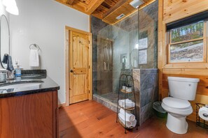 Shower, hair dryer, towels, soap - Smoky Mountain Cabin with Breathtaking Views, Sleeps 12, Gameroom,Hot tub (Sevierville)