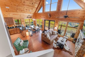 TV, fireplace - Smoky Mountain Cabin with Breathtaking Views, Sleeps 12, Gameroom,Hot tub (Sevierville)
