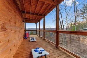 Terrace/patio - Smoky Mountain Cabin with Breathtaking Views, Sleeps 12, Gameroom,Hot tub (Sevierville)