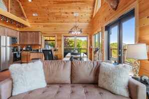 TV, fireplace - Smoky Mountain Cabin with Breathtaking Views, Sleeps 12, Gameroom,Hot tub (Sevierville)