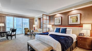 Luxury Studio Suite, 1 King Bed with Sofa bed, Kitchenette, City View | Premium bedding, in-room safe, desk, blackout drapes