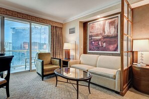 Luxury Studio Suite, 1 King Bed with Sofa bed, Kitchenette, City View | Living area | 42-inch flat-screen TV with satellite channels - Deluxe Balcony Strip View MGM Signature (Las Vegas)