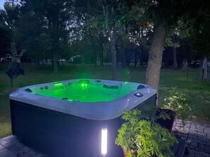 Outdoor spa tub - Hot Tub Getaway w/ Lake Camelot Access | Minutes to Sand Valley (Nekoosa)