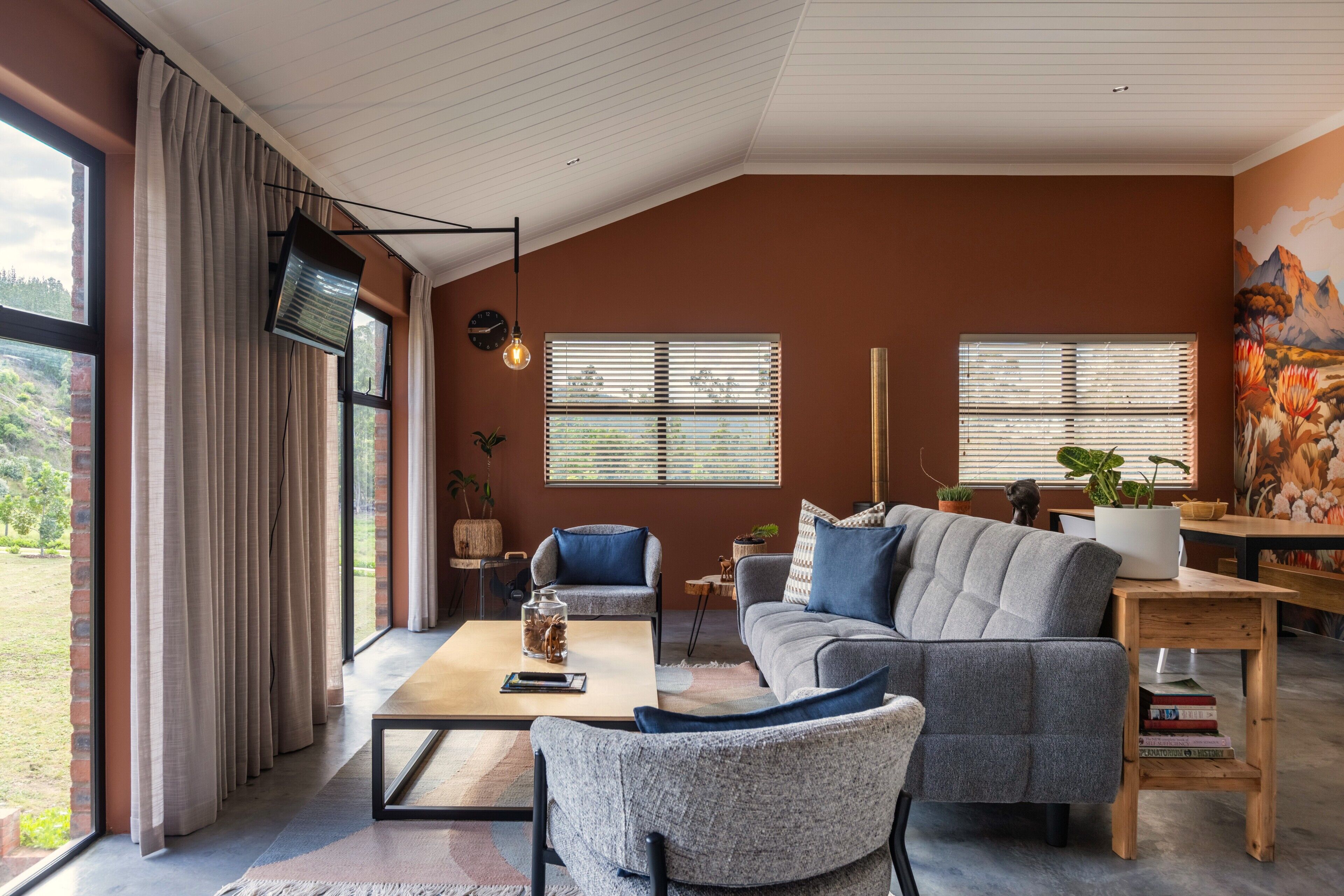 Una Smart TV, una chimenea, libros