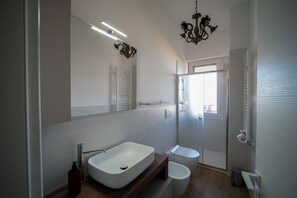 Ducha, secador de pelo, bidé y toallas