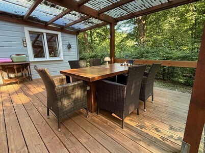 Forest house on the lake with water access