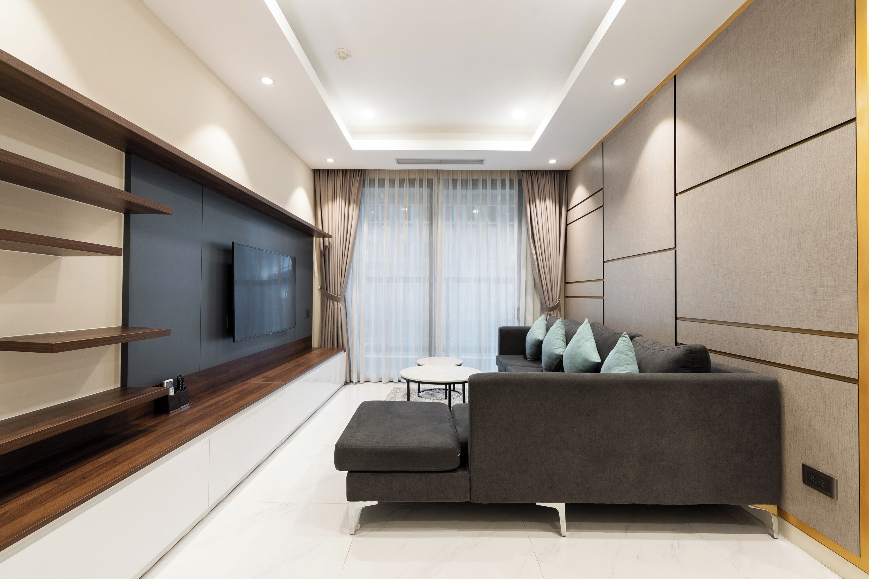 Luxury Apartment, 2 Bedrooms, Balcony, City View | Living area | 60-inch Smart TV with digital channels