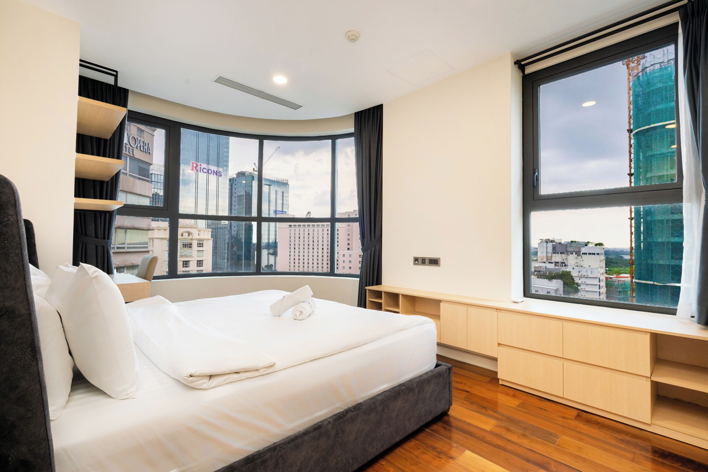 Luxury Apartment, 2 Bedrooms, Balcony, City View | Free minibar, desk, laptop workspace, blackout drapes