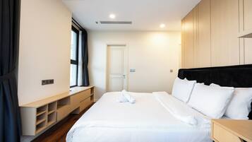 Luxury Apartment, 2 Bedrooms, Balcony, City View | Free minibar, desk, laptop workspace, blackout curtains