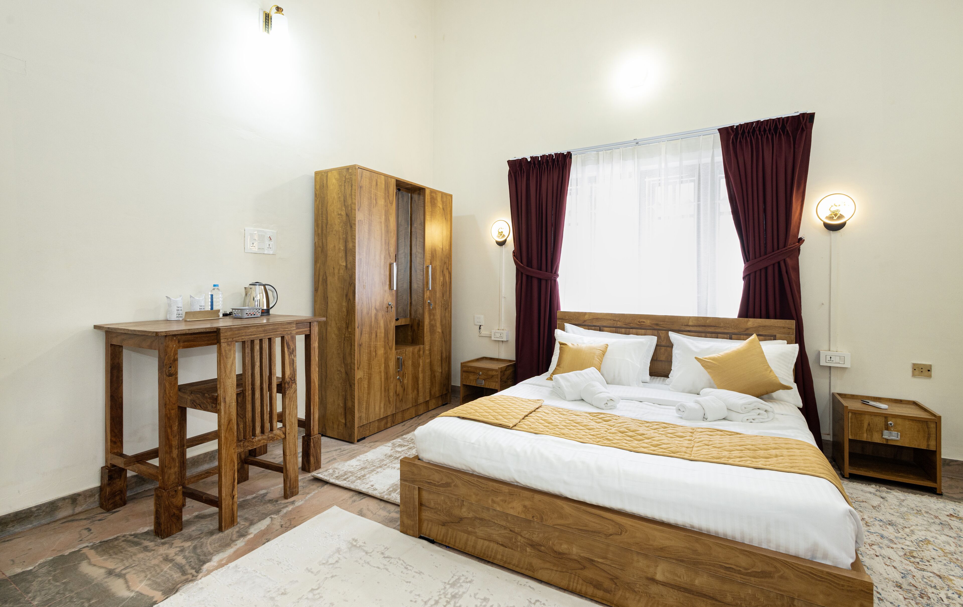 Deluxe Double Room, Balcony, Garden View | In-room safe, desk, laptop workspace, iron/ironing board