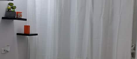 Hair dryer, bidet, towels, soap
