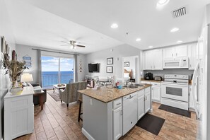 Fridge, microwave, oven, stovetop - New UNIT, Penthouse with gulf views close to pier park! (Panama City Beach)