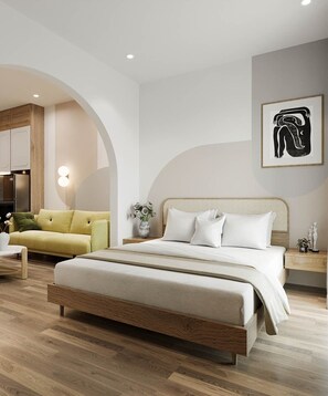 精品开间, 阳台 | 办公桌、笔记本电脑工作区、免费 WiFi、床单