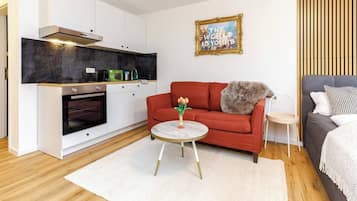 Deluxe-huoneisto, kaupunkinäköala | Oleskelualue