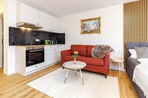 Deluxe-huoneisto, kaupunkinäköala | Oleskelualue